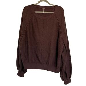 Free People Found My Friend Pullover Sweater Plum Burgundy Medium